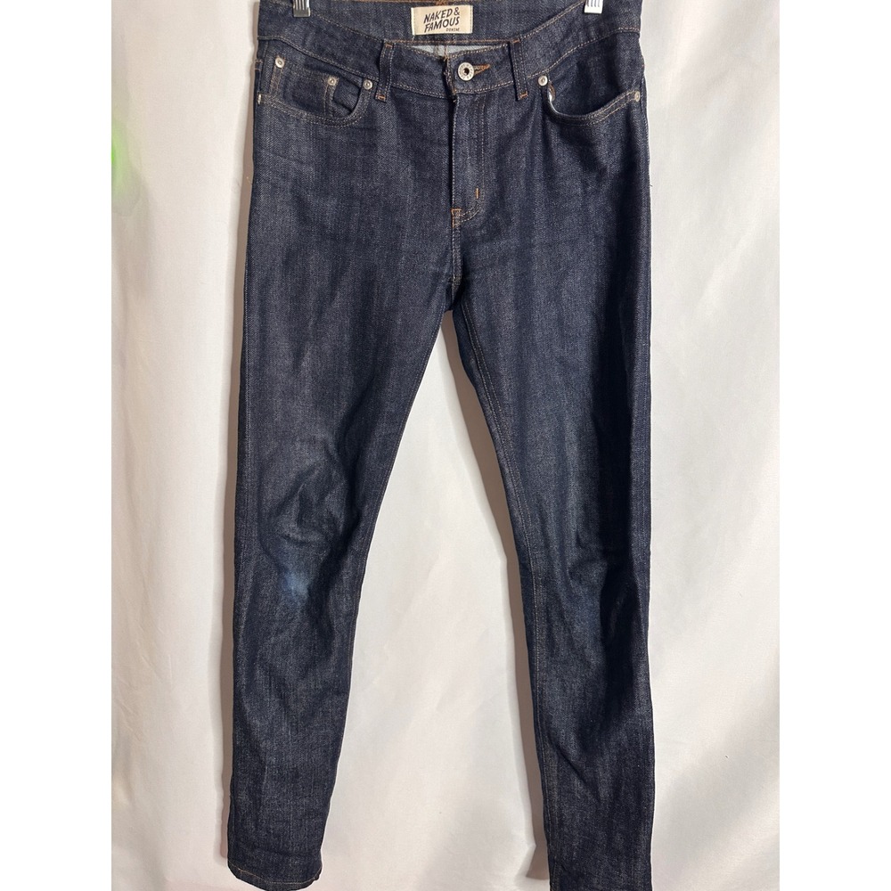 NAKED & FAMOUS Size 29 The Skinny Stretch Selvedge Indigo Blue Denim Jeans